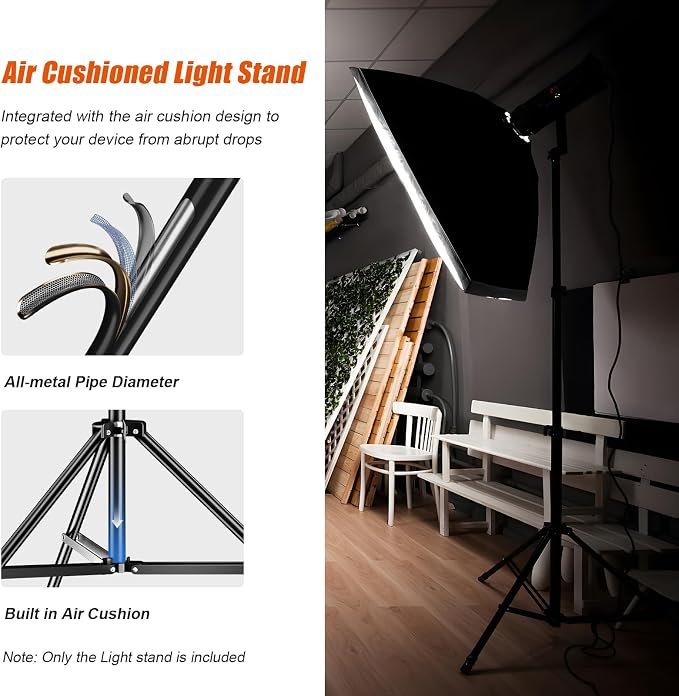 Godox Light Stand 240CM/94 in Photography Light Stand Heavy Duty with 1/4” Universal Screw Carry Bag Portable for Photography Studio Portrait Shooting