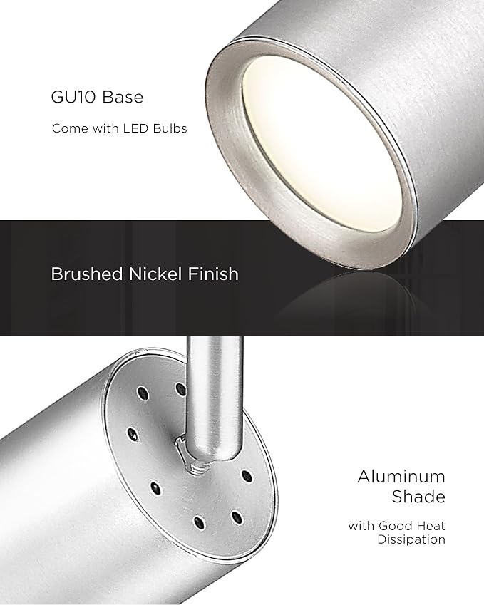 FEMILA LED Track Lighting Fixture, 3000K Bulb Included, Brushed Nickel Spotlight
