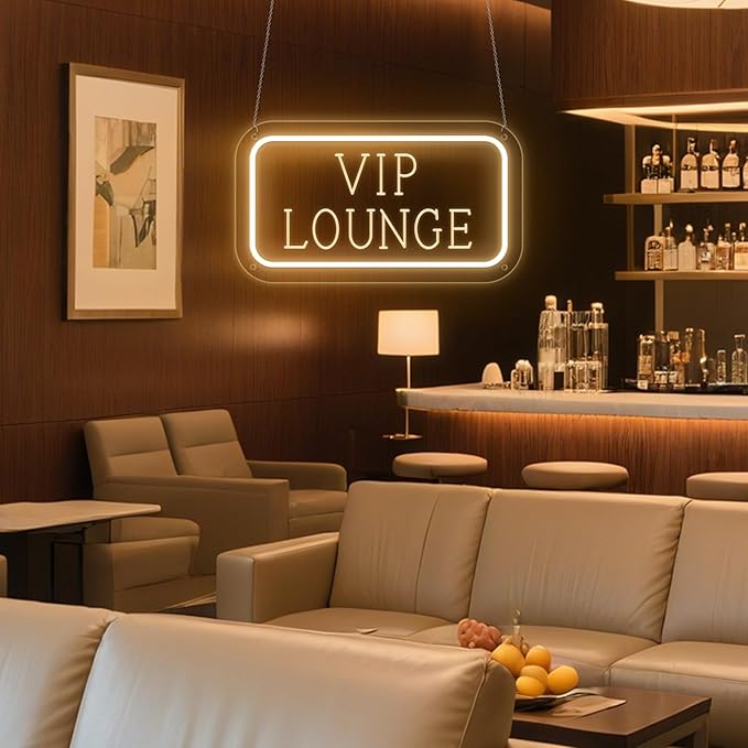 Vip Lounge Neon Sign Dimmable LED Neon Sign Light Up Sign Wall Decor for Airport Hotel Bar Club High-speed Rail Station Lounge Light For Business Store VIP Area 40cm*20cm Warm White