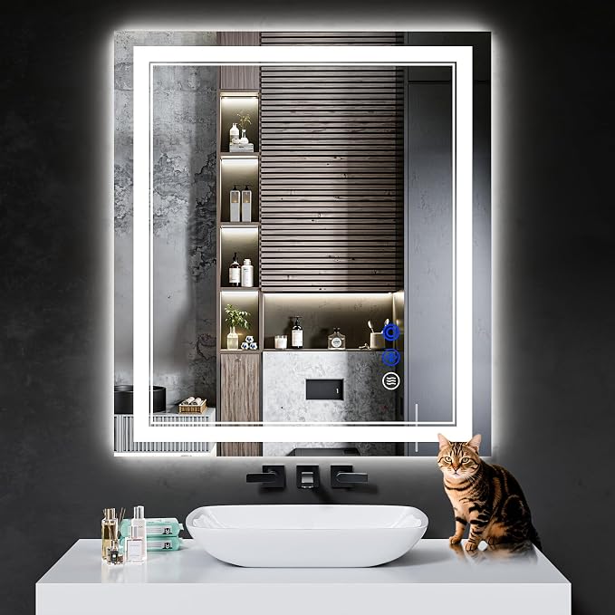 36"x32" LED Bathroom Mirror with Lights,Anti-Fog,3 Color Modes