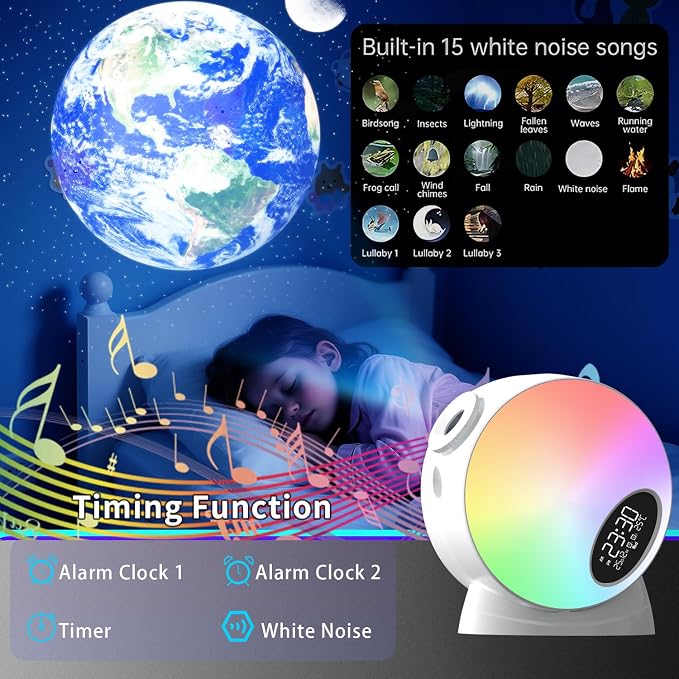 Galaxy Projector Pro for Bedroom, Planetarium Star Projector,4K Replaceable 13 HD Galaxy Discs,Time and Temperature Display with White Noise,for Bedroom Night Light Kids,Party,Birthday Gifts