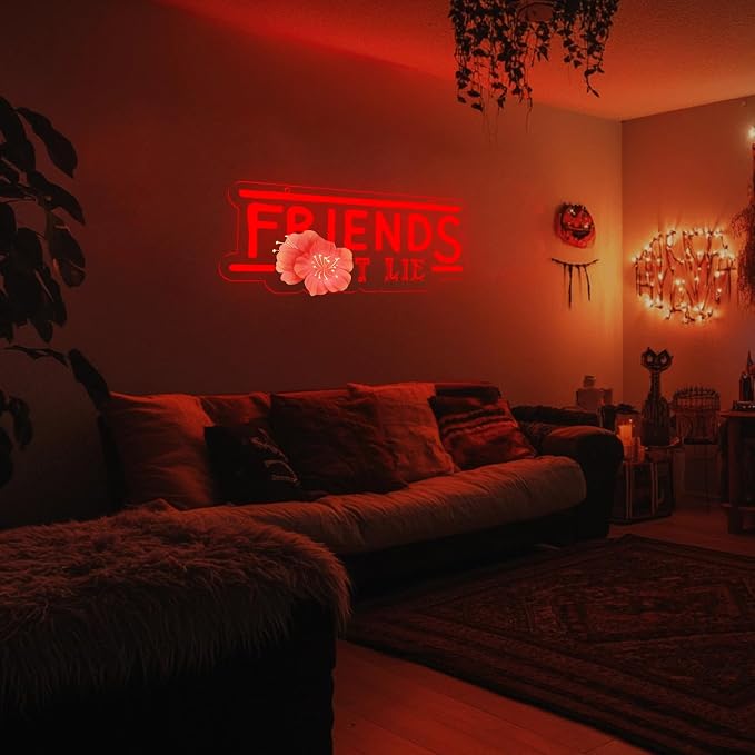 Friends Do Not Lie LED Neon Sign USB Powered Dimmable Wall Neon Sign, for Bedroom, Game Room, Bar, Party Decor, Gift for Best Friends