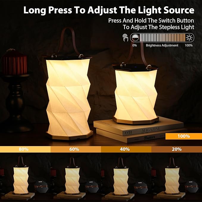 Mothers Day Gifts -Gift for Mom, Portable Folding Table Lamp - Dimmable, Collapsible Paper Lantern for Camping, Emergency & Home Decor, Gifts for Women(Black)