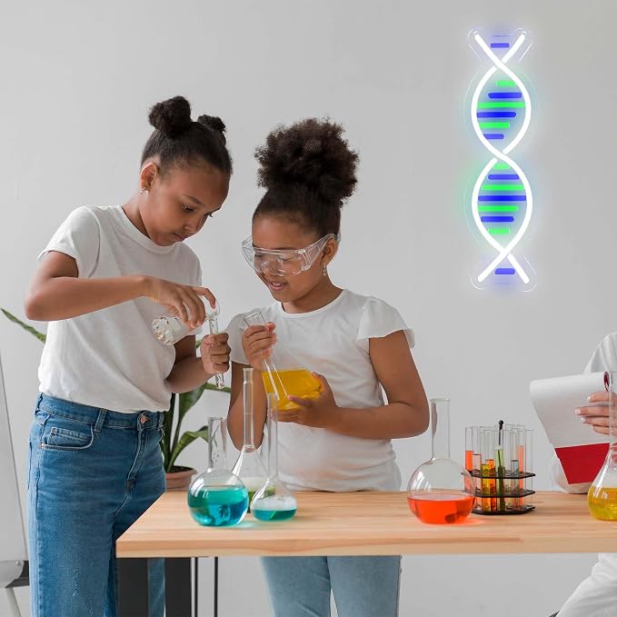 DNA Double Helix Neon Signs for Wall Decor, Dimmable LED DNA Neon Light Art Wall Sign, USB Powered for Man Cave Gaming Room Bedroom Biology Science Gift Decor for Nurse Doctor Physician(4.7 * 16.1in)