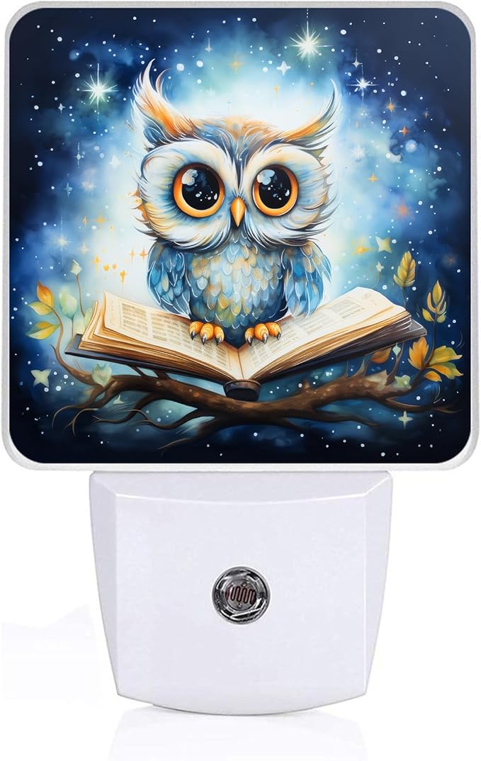 Owl Night Light, Plug-into Cartoon Animals Nightlight White LED Lamp, Energy Efficient Decor Desk Lamp for Bedroom Hallway Stairs Bathroom
