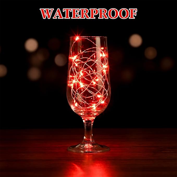 Macarrie 3 Pcs Red Fairy Lights USB Powered 16 ft 50 LED String Lights Plug in for Indoor Outdoor Bedroom DIY Party Wedding Home Festival Tree Garden Xmas Decoration