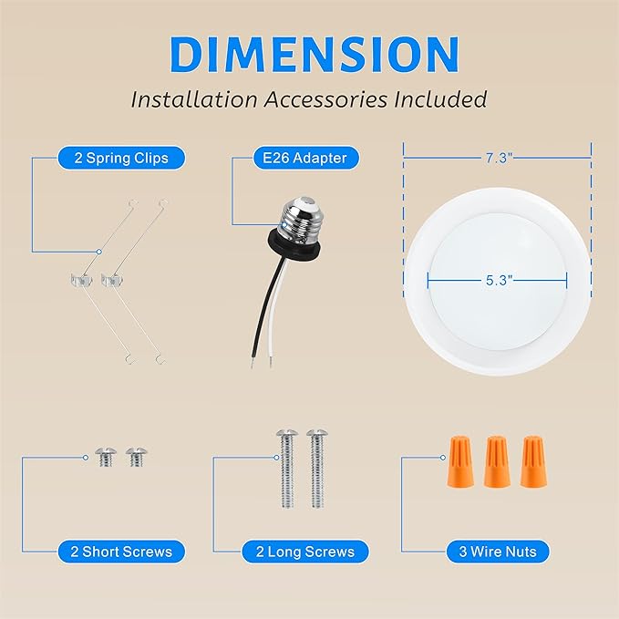 ECOELER 6in Dimmable LED Flush Mount Ceiling Disk Lights, 16.5W 1000Lm, 6500K Clear White, Dimmable Disc Light Installs with J-Box & Canister for Home Improved, ETL Listed, 4 Pack