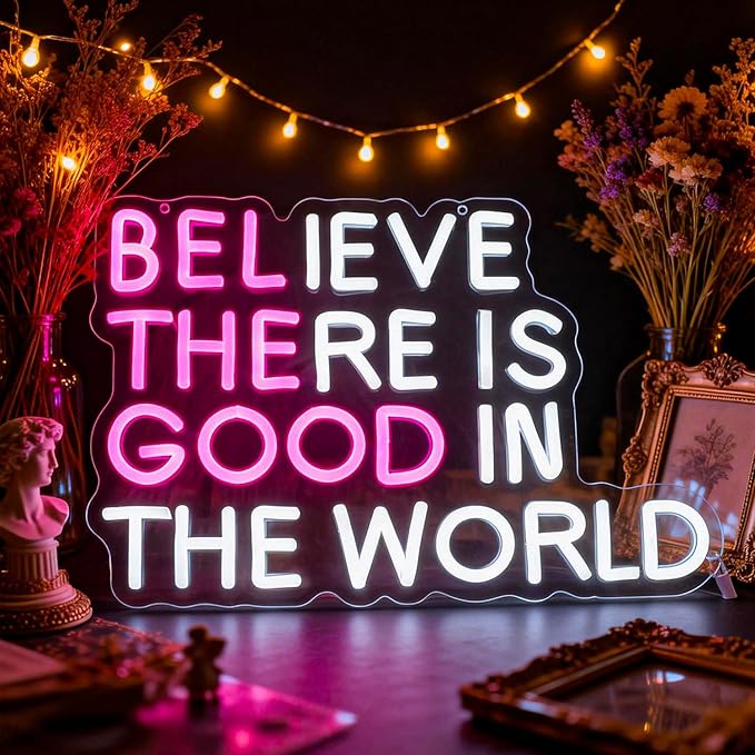 Whfobfe Positive Neon Sign Led Neon Lights Signs for Wall Decor USB Powered Led for Room Decoration Home Game Room Bar Party Decor