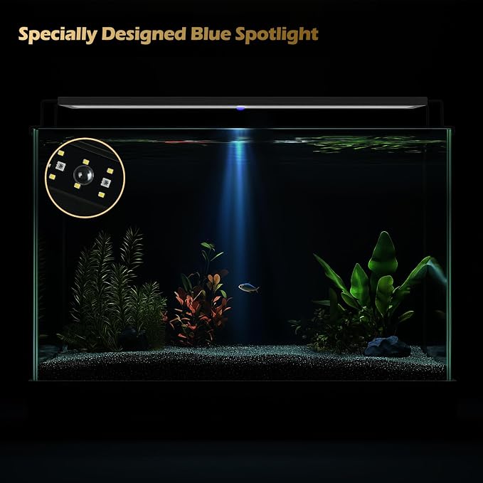48-53in Freshwater Fish Tank Light, LED Aquarium Light with Moon | Auto Timer with Remote, IP67 Planted Tank Light, Full Spectrum Dimming RGBW+Moon, Fish/Plant/Moon Presets, Custom Mode