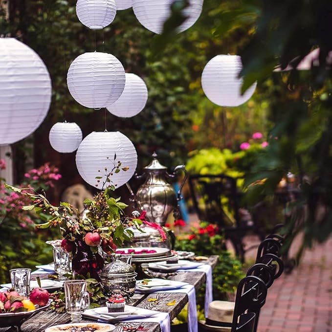 White Paper Lanterns 10 Pcs size of 12" Chinese Round Paper Hanging Decorations Ball Lanterns Lamps for Home Decorations, Parties, and Weddings