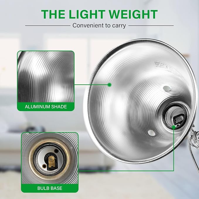 Simple Deluxe Clamp Lamp Light 60 Watt with 5.5 Inch Aluminum Reflector (no Bulb Included), 6 Feet Cord, 1 Pack, Black, New Version