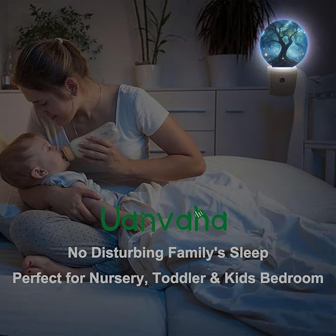 Growing Tree Night Light Forest Trees Firefly Glowworm Lightning Bug Night Lights Plug into Wall Auto on/Off LED Lighting 0.5W Sleep Friendly for Women Girls Boys