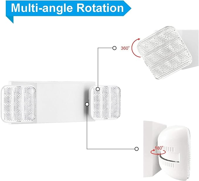 SPECTSUN 10 Pack LED Emergency EXIT Sign Lighting Combo- 120-277V Emergency Exit Lights for Home Power Failure-UL 924 Certified Commercial Emergency Light Fixtures,Ebulb Emergency Power