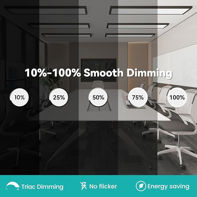 1x4 LED Flat Panel Light Surface Mount 12Pack, 50W 5500LM LED Ceiling Light, TRIAC Dimmable, Selectable 3000K/4000K/5000K, 120V, for Garage, Kitchen, Office, Commercial Use-Black