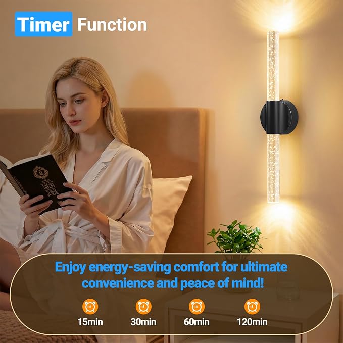 VerRon Peel and Stick Rechargeable Magnetic Wireless Wall Sconces Set of 2 | Long Picture Vanity Wall Lamps with Remote&Touch Control, 3CCT&Dimmable Battery Operated Sconces for Bedroom Living Room