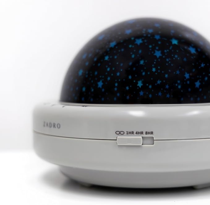 Zadro LED Star Night Light for Kids Room Starlight Projector with Multi Color Starry Nights Globe and Variety of Sounds (8" Dia. by 5.5" Tall, Gray)