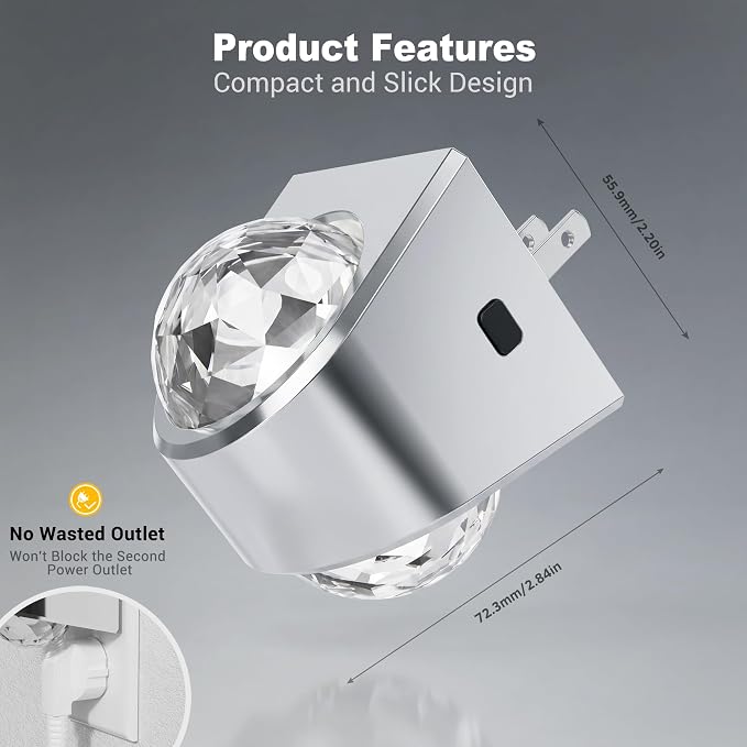 JandCase Night Lights Plug into Wall, Star Projector Night Light | 3000K Soft White, Automatic Galaxy Nightlight Plug in with Light Sensor for Bathroom Hallway Room Decor
