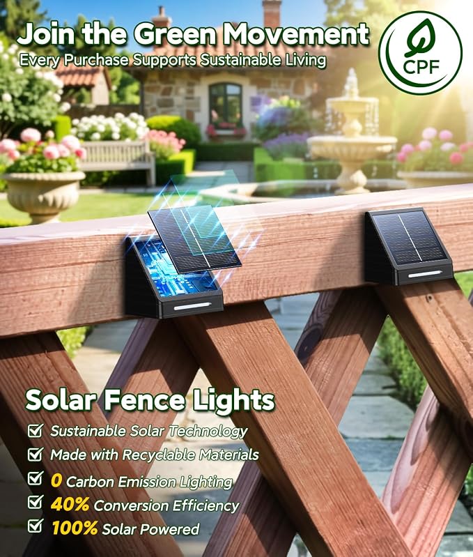 KOOPER Solar Fence Lights Outdoor Waterproof 2 Pack, Solar Fence Lights with Ultra-Bright LED Lens, 10 Modes & 9 Colors Outdoor Solar Lights for Fence, Backyard, Railing, Patio, Wall, Step, Deck