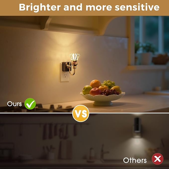 L LOHAS LED Night Lights Plug into Wall, 3000K Soft White | Floral Night Lights with Dusk to Dawn Sensor, 0-100lm Adjustable Brightness, for Hallway Bedroom Stairway