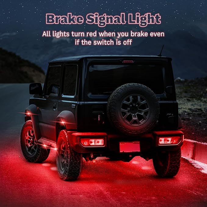 16 Pods Full Angle RGB Rock Lights, App/Remote Control Chasing Led Rock Lights with Music Mode Waterproof Multi-Color, Compatible with 12V Trucks Jeep UTV SUV ATV Off Road Golf Cart