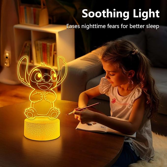 3D Night Light, 16 Colors Change, Dim Control, Party Favors Gifts for Kids | Room Decor Lamp for Kids with Cartoon Design, 3D Illusion LED Light Christmas Birthday Gift for boys