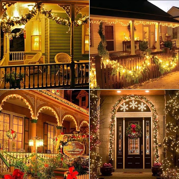 Brizled Solar String Lights 2 Pack, 132FT 400 LED Outdoor Solar Fairy Light | 8 Modes; Warm White; Waterproof Twinkle Lights Mini LED Solar Starry Lights for Outside Christmas Tree Garden Party Decor