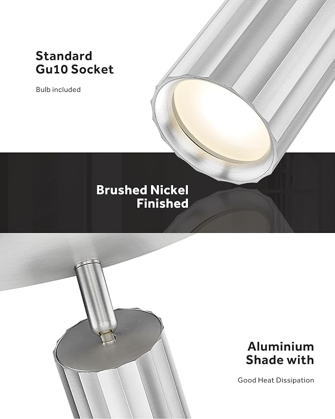 FEMILA 3 Light Track Lighting, 3000K Bulbs Included, Brushed Nickel Round Ceiling Spot Lighting, Adjustable Ceiling Light Fixture for Kitchen, Bedroom, Living Room, Office, 4FS109F-3 BN