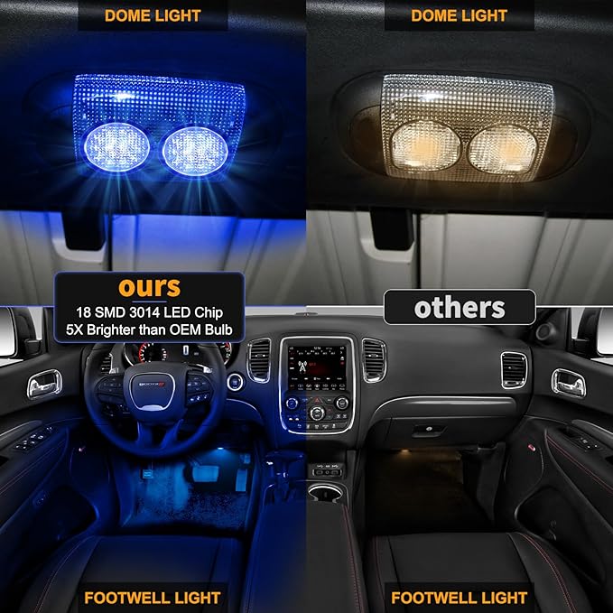 POPMOTORZ Blue LED Interior Courtesy Light Footwell Lights Under Dashboard Courtesy Floor Lamp Compatible for Dodge RAM,Durango,Nitro, Jeep Wrangler,Liberty,Grand Cherokee Under Dash Lighting 2 Pcs