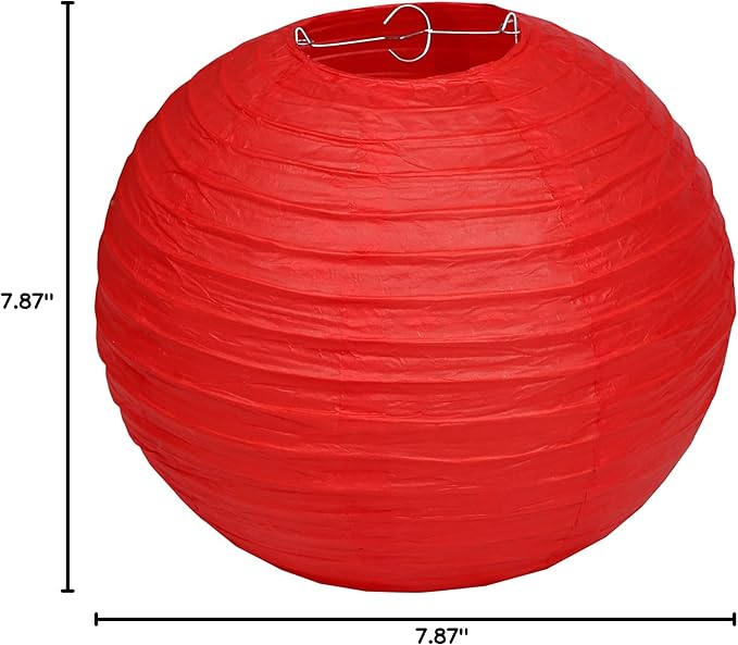 Pack Of 3 Round Paper Lanterns Lamp Wedding Birthday Party Decoration (Red, 8"/20CM)