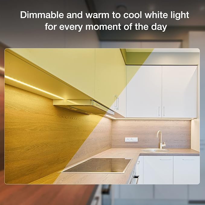 DAYBETTER Under Cabinet Lighting Kit,6 PCS 20 Inch Strip Lights with Remote | Dimmable,2700K-6500K Dual-Color Tunable White,Timing,24V Adapter,Under Cabinet LED Lights for Bedroom,Kitchen,Counter,9.8ft