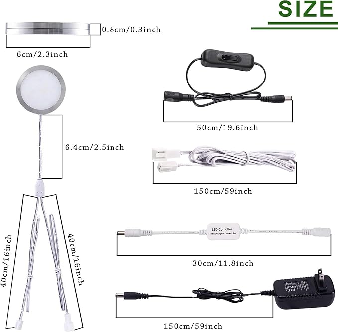 AIBOO Linkable Under Cabinet LED Lighting 12V Slim Aluminum Dimmable Puck Lights with RF Remote Control & UL Listed Plug for Display Bookshelf Lighting(8 Lights, Warm White)
