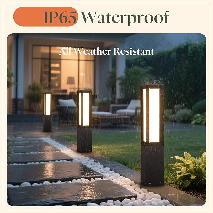 Outdoor Pathway Lights Wired, 31.5" Tall Landscape Path Lights, AC 100-240V Aluminum Bollard Light, IP65 Waterproof Driveway Light, 3000K LED Patio Pathway Lighting for Commercial Walkway Lawn