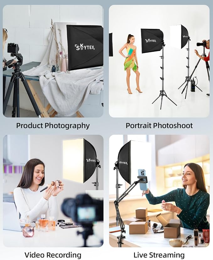 Softbox Lighting Kit 16x16in Soft Box 1Pack Upgrade 135W 2700-6400K 100V-240V E27 LEDBulb Continuous Photography Lighting,Photo Studio Light Equipment for Camera Shooting Video Recording