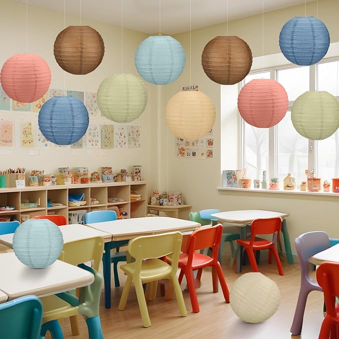 12 Pcs 10 Inch Hanging Paper Lanterns Party Decorations Boho Classroom Decor for Birthday Back to School Party Decoration for Classrooms Wedding Birthday Ceilings