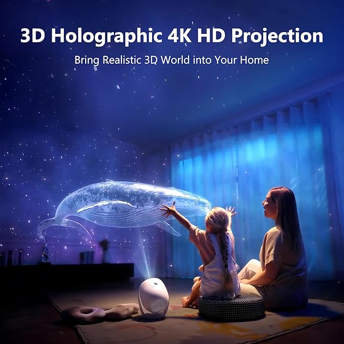 Brizled Projector Galaxy Light Pro, 4K Glasses-Free 3D LED Night Lamp Ocean | Holographic Planetarium Bedroom Star Light with 90+ Dynamic Themes; Stereo Bluetooth Speaker; Remote Nebula Light for Ceiling