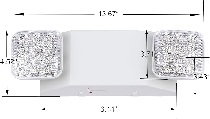 GRUENLICH LED Commercial Emergency Light with Dual Head and Backup Battery, US Standard, AC 120-277V, Hardwired Emergency Light Fixtures for Business Office Power Outages, 6-Pack