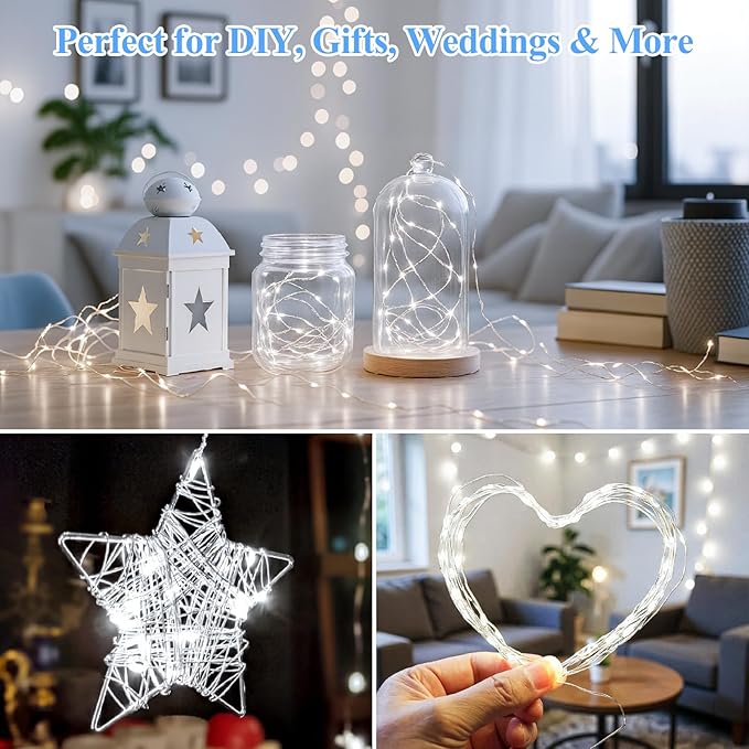 Lakumu 12-Pack Fairy Lights Battery Operated String Lights-7FT 20 LED,Waterproof Silver Wire Firefly Lights for Mason Jars DIY Bedroom Wedding Party Centerpiece Table Decor, Cool White