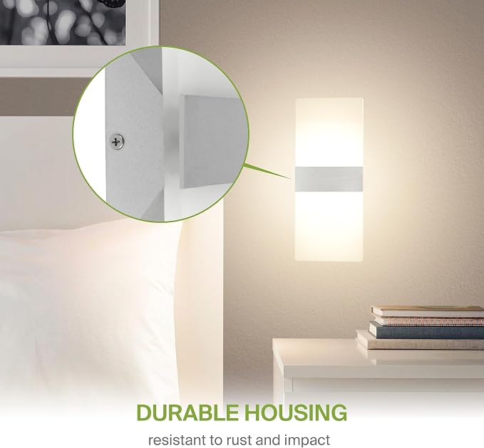 ASD 14 Inch Indoor LED Wall Sconce - 24W 2700K-5000K Dimmable Brushed Nickel Wall Sconce Lights for Living Room, Bedroom, Bathroom, Hallway - Modern Wall Sconces Hardwired, ETL Interior Light Set of 2