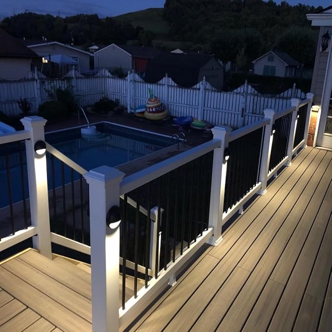 LED Low Voltage Deck Lights 2700K Landscape Railing Fence Light 180LM 12-24V AC/DC Aluminum Housing Outdoor Step Lights IP65 with Wire Nuts 4FT Corded ORB Finish 3.74 Inch Diameter 6-Pack
