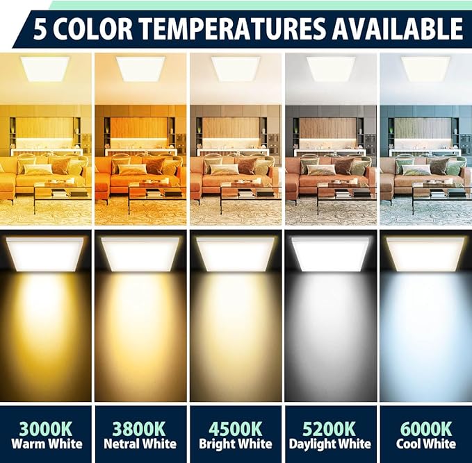 Allsmartlife 2x2 LED Panel Light 1-Pack, Dimmable, 5CCT Options (3000K-6000K), 24W/30W/40W, Back-Lit 2x2 LED Light Drop Ceiling for Commercial Office, ETL