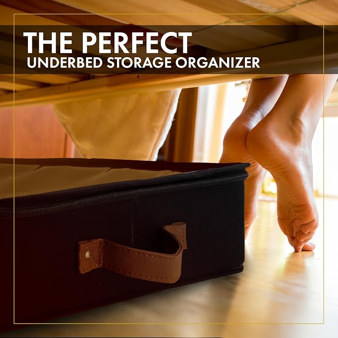 Under Bed Storage, Medium 2pc with Lid, Black | Drawer-style pull-out design, Fits blankets, clothes, fabric & shoes, Bins with lids, Bedroom & closet storage
