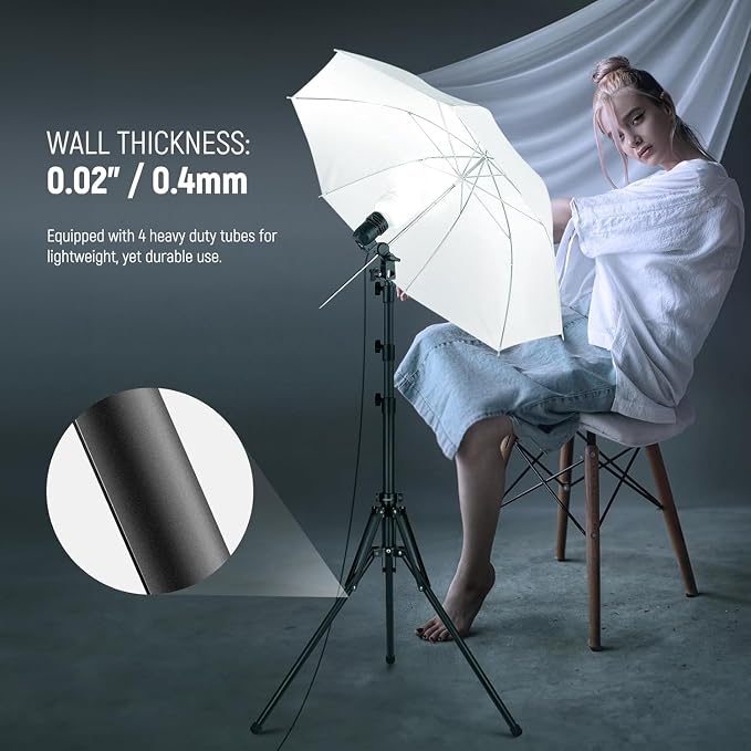 NEEWER Light Stand All Metal with 180° Reversible Legs, 70"/178cm Portable Travel Tripod Stand 1/4" Screw & 5/8" Stud for Indoor Outdoor Photography Speedlite Strobe Ring Light Softbox, ST178R, Black