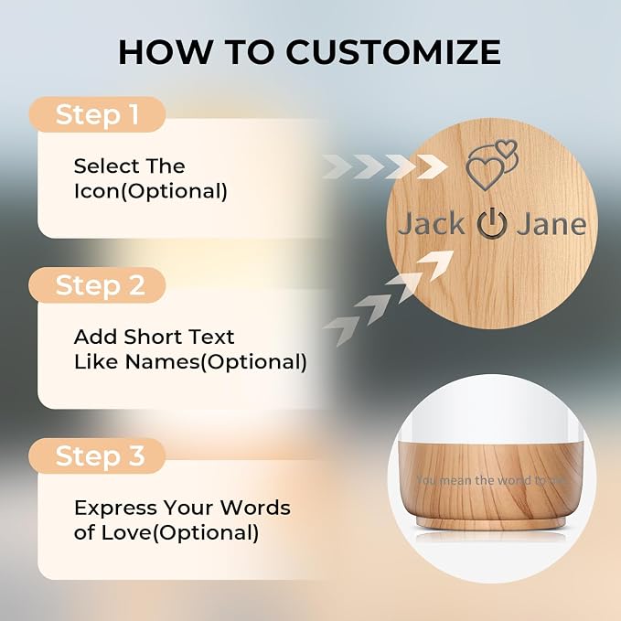 Tikkitouch Personalized Long Distance Touch Lamp, Custom Gift, Set of 1 | Customize names and messages, WiFi and Bluetooth setup, app control, touch activated, meaningful gift for couples and family