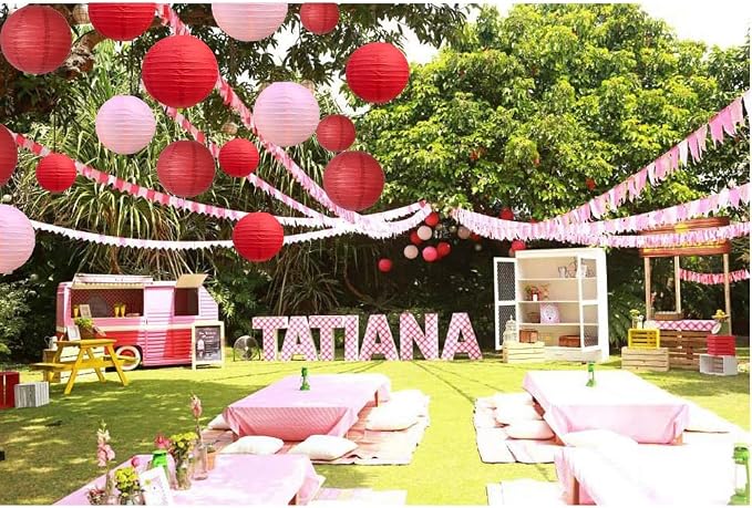 BEISHIDA Red Pink Paper Lanterns 10Pcs 4/6/8/10/12 Inch Round Chinese Lamp | Paper lanterns party decorations,Chinese/Japanese Paper Lanterns,Birthday,Wedding,Christmas,Bridal Home decorative outdoor