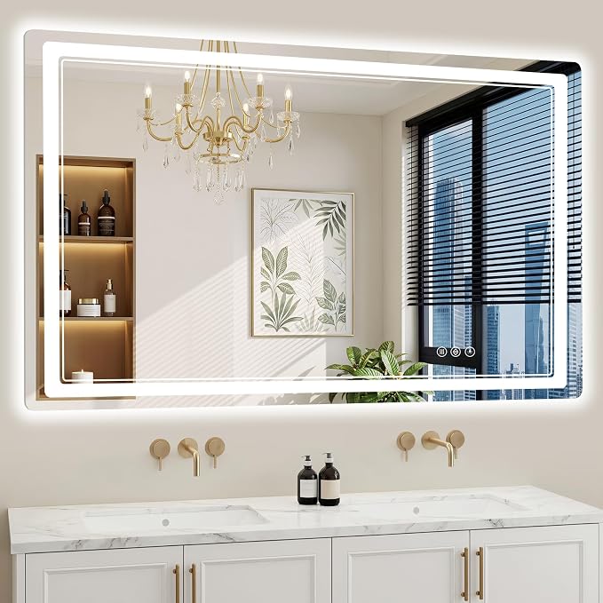 36"x60" LED Bathroom Mirror with Lights, Backlit + Front Lit, Anti-Fog, Lighted Bathroom Mirror for Wall, HD Shatterproof Tempered Glass, Dimmable, Memory Function (Horizontal/Vertical)