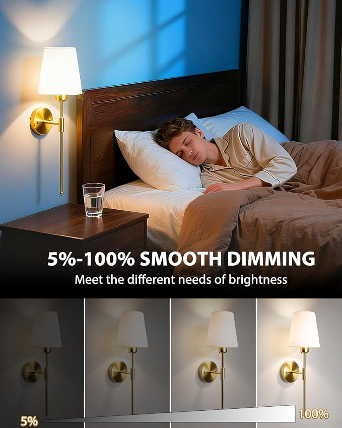 Adetu Wall Sconces Set of 2, Battery Operated Wall Sconce | 10000mAh Magnetic Bulbs and Remote, RGB & 5%-100% DimmableRechargeable Wall Lights for Bedroom Living Room Hallway Decor