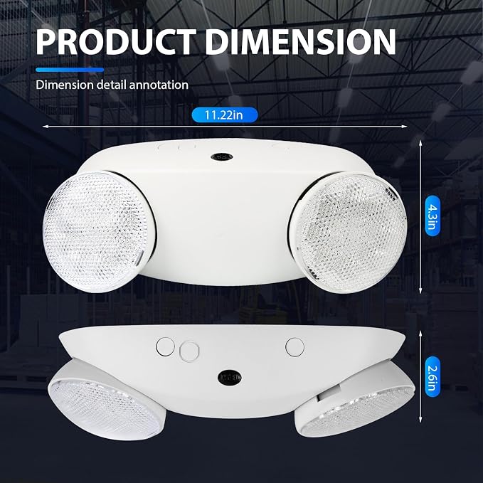 4 Pack Commercial LED Emergency Light,Battery Backup,ETL Listed | Two Head Adjustable,AC120/277V,Hard Wired,wall mounted Emergency Lighting for Business Office School Hospital
