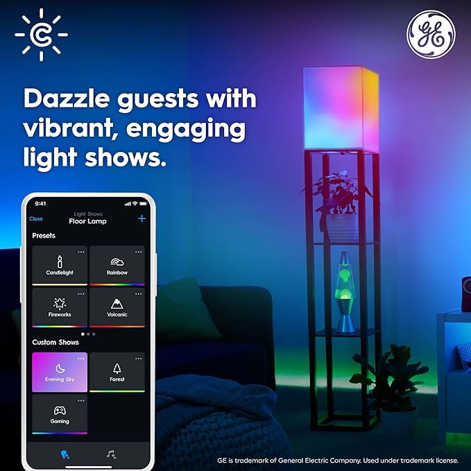 Cync GE Dynamic Effects BR30 Color Changing Light Bulb with Music Sync, RGB LED Light Bulb, Room Décor Aesthetic WiFi Smart Light, 9.5 Watts, Works with Amazon Alexa and Google, 1 Bulb