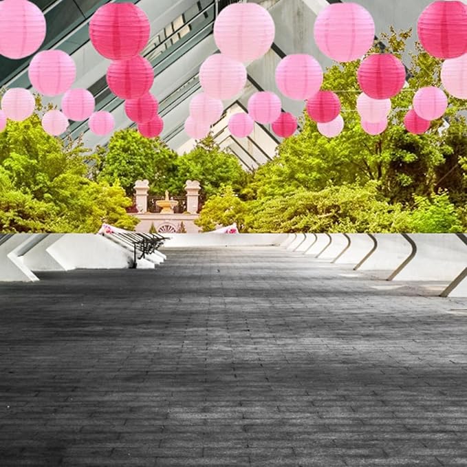Pink Paper Lanterns Decorative,Hanging Chinese Lanterns Indoor Outdoor for Birthday, Wedding, Christmas, Bridal, Home Decor, Ceiling Decorations(Size of 4”, 6”, 8”, 10”,12Pcs)