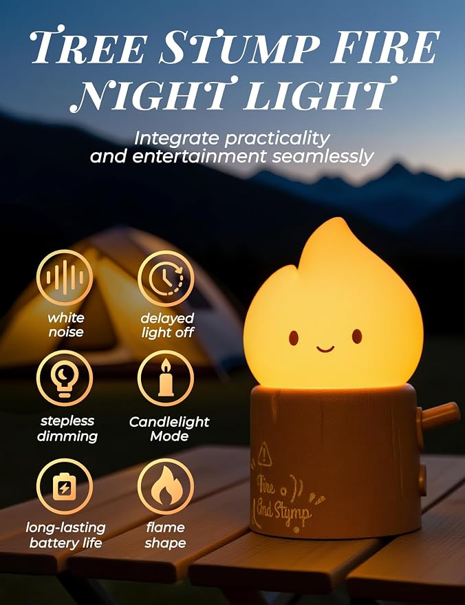 Cute Silicone Candle with White Noise - Flameless LED Candle with Timer, Flickering Candlelight & Night Light, Soothing Sound Machine for Sleep, Relaxation, Bedroom, Gifts